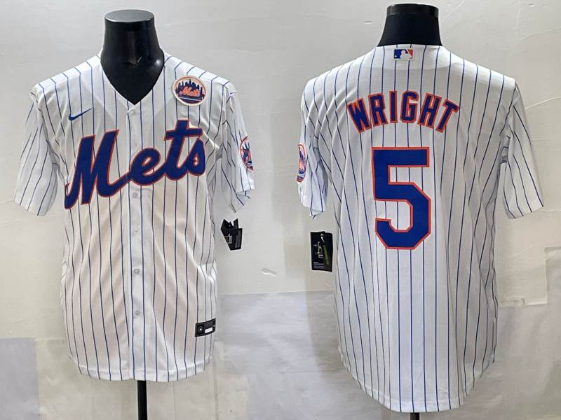 Men 2025 New York Mets #5 Wright white MLB Nike jersey style 11->new york mets->MLB Jersey